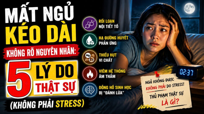 Người trằn trọc trên giường ban đêm do chứng mất ngủ kéo dài không rõ nguyên nhân