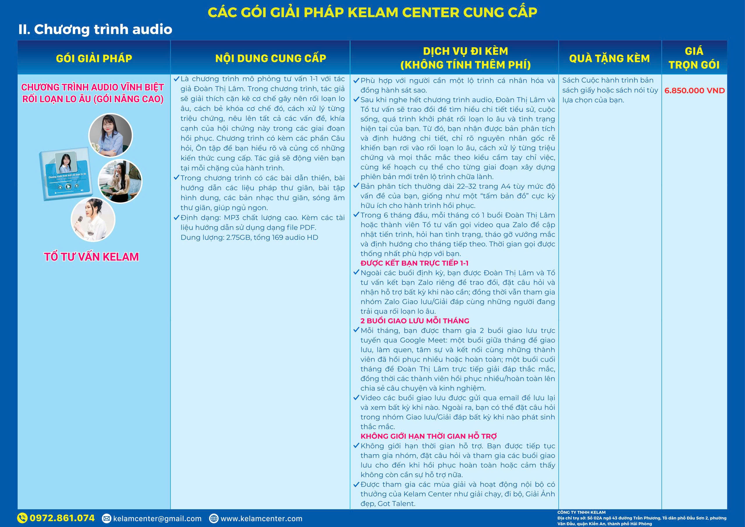 Chương trình audio Vĩnh biệt rối loạn lo âu gói nâng cao của Kelam Center