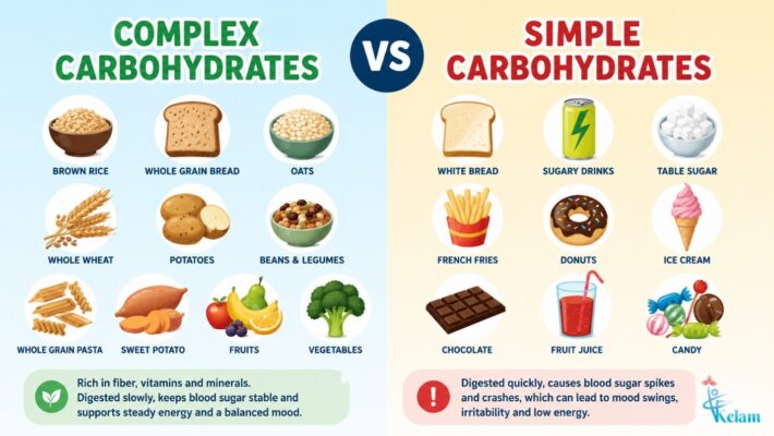 Complex carbohydrates vs simple carbohydrates chart for people with anxiety disorders – Kelam Center