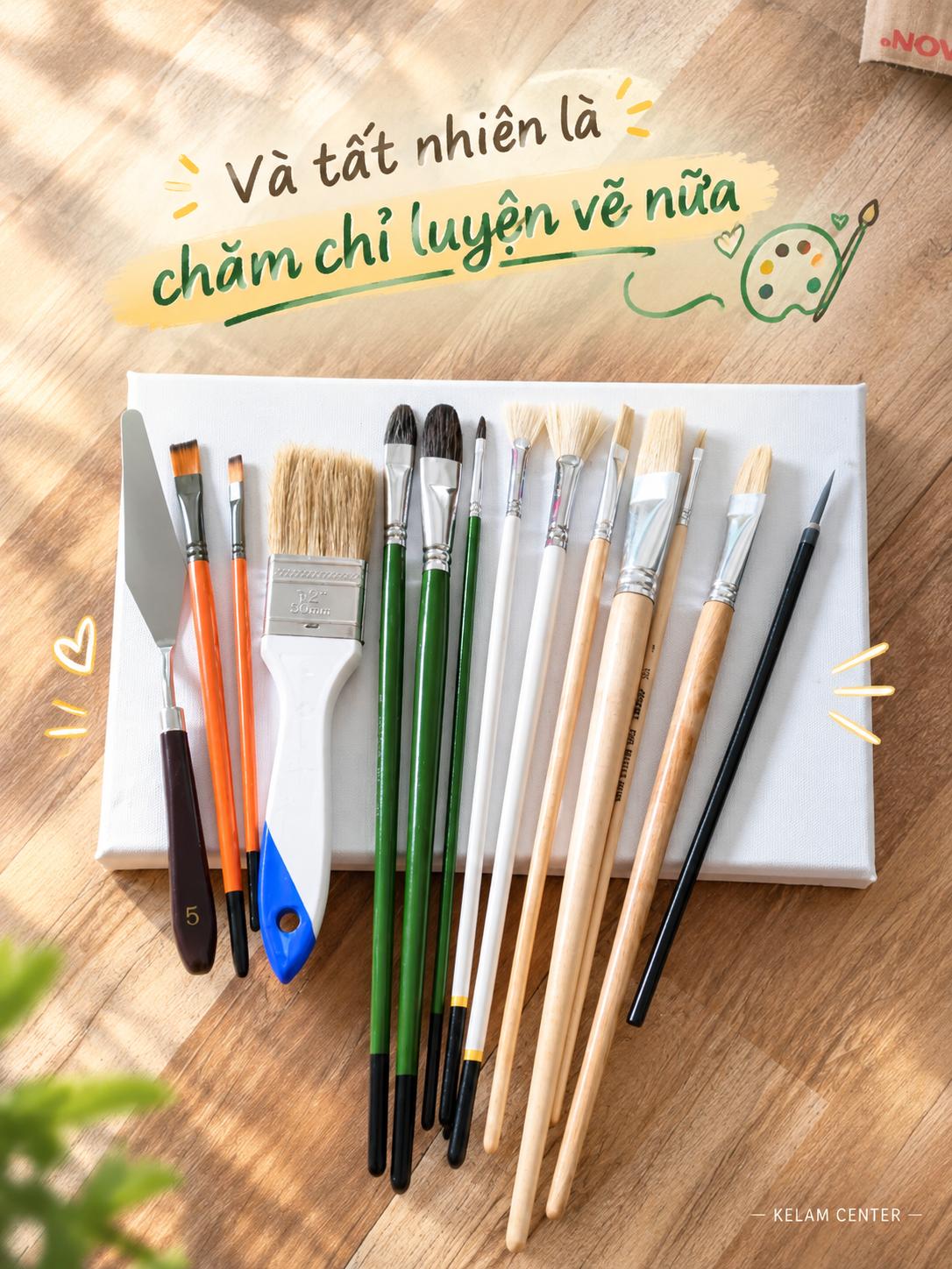 Bộ cọ vẽ và dụng cụ họa sĩ của Nguyễn Văn Cường